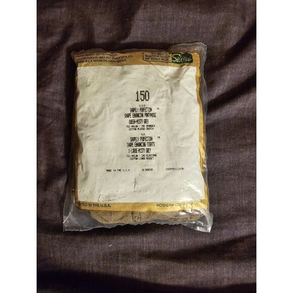 Shapley Perfection Silkies Pantyhose Vintage Size XL Queen Misty Gray - Picture 2 of 2